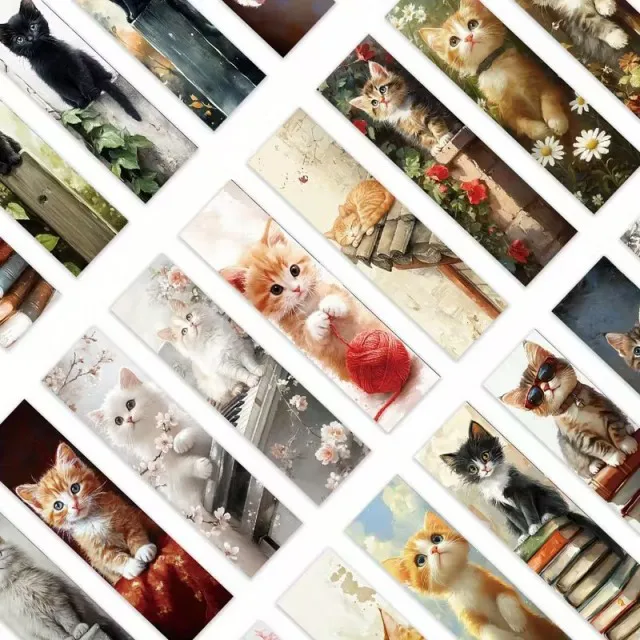 Čudovit komplet 32 knjižnih kazal z mačjimi motivi